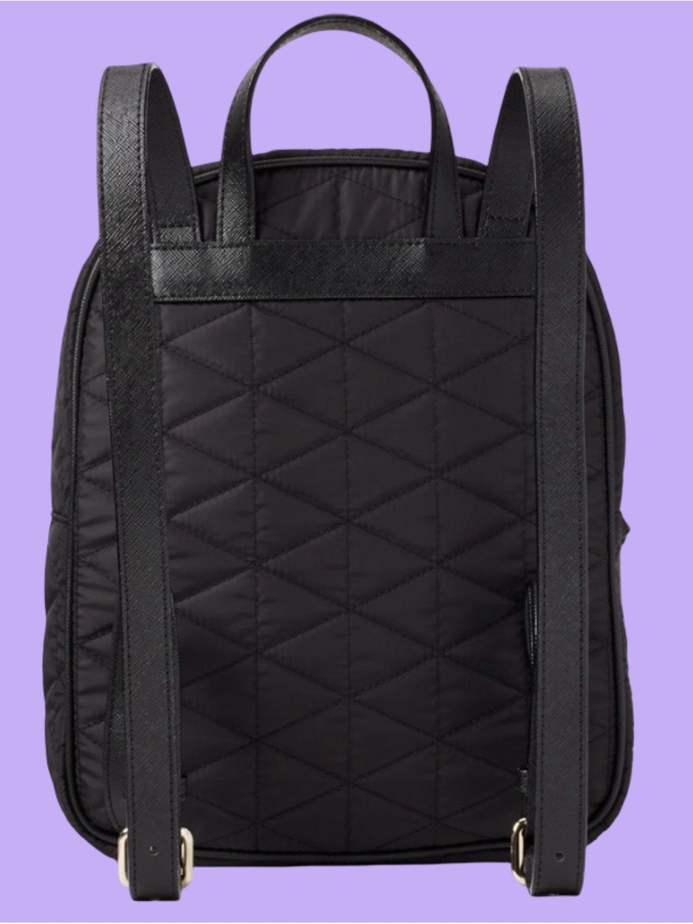 NWT KATE SPADE QUILTED BACKPACK,DIAMOND PATTERN, w/GOLD TONE HARDWARE.ADJUSTABLE - Picture 2 of 16